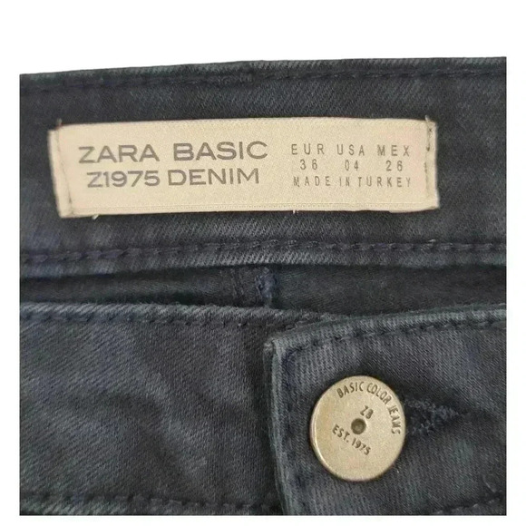 Zara Basics Z1975 Denim Navy Skinny Jeans Red White Stripe Sides Stretchy Size 4 - Picture 6 of 12